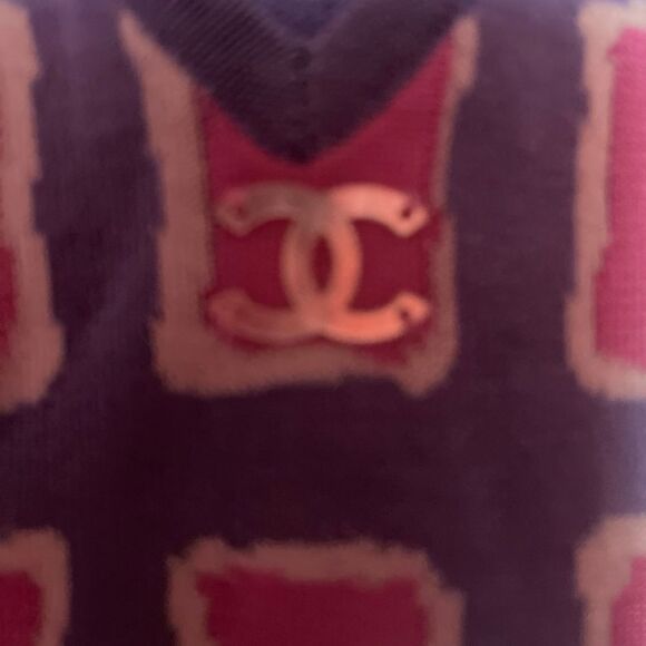 AUTHENTIC VINTAGE CHANEL PINK PURPLE ICONIC TOP & MATCHING DENIM SKIRT 36-38 - Picture 8 of 16